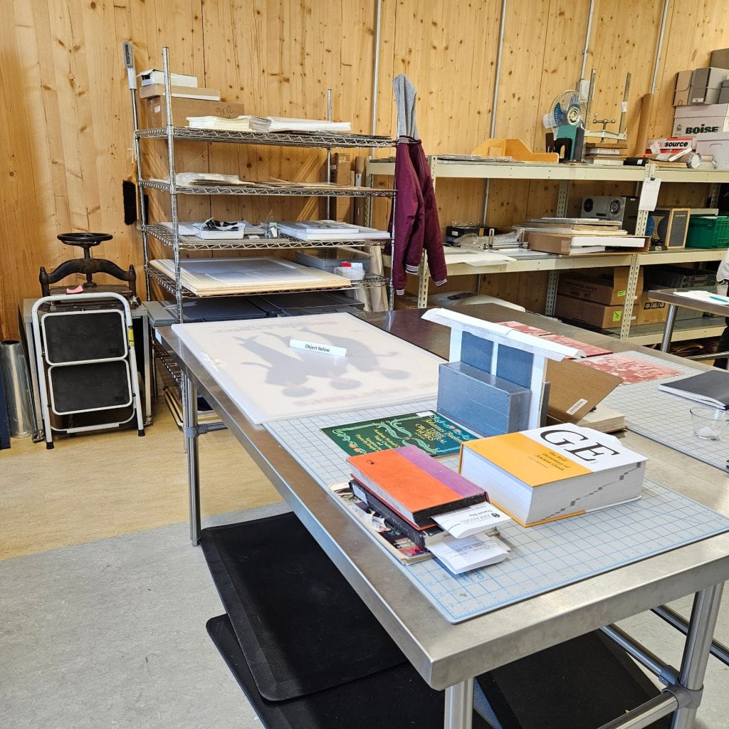 The lab at LINX with work tables and shelves